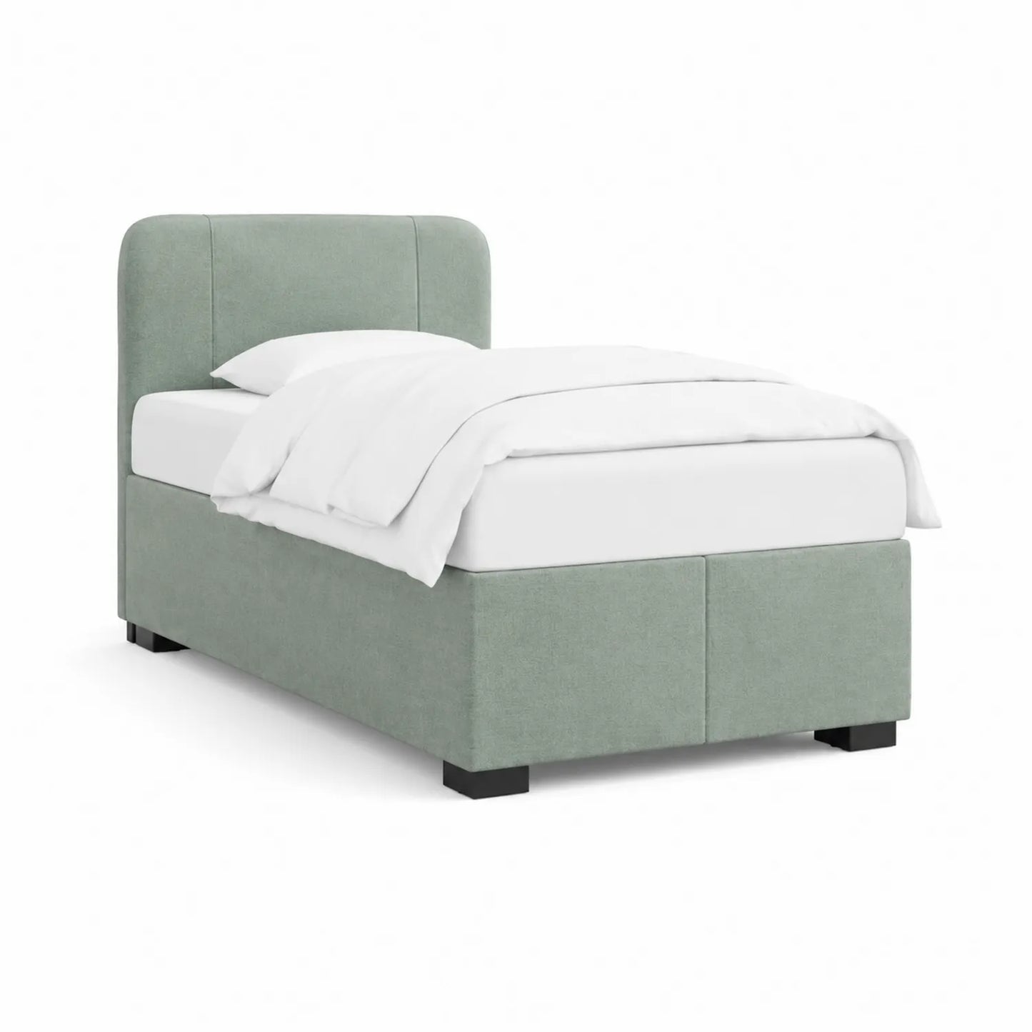 Łóżko tapicerowane 90 x 200 cm tkanina poliestrowa MDF prostokątne zielone