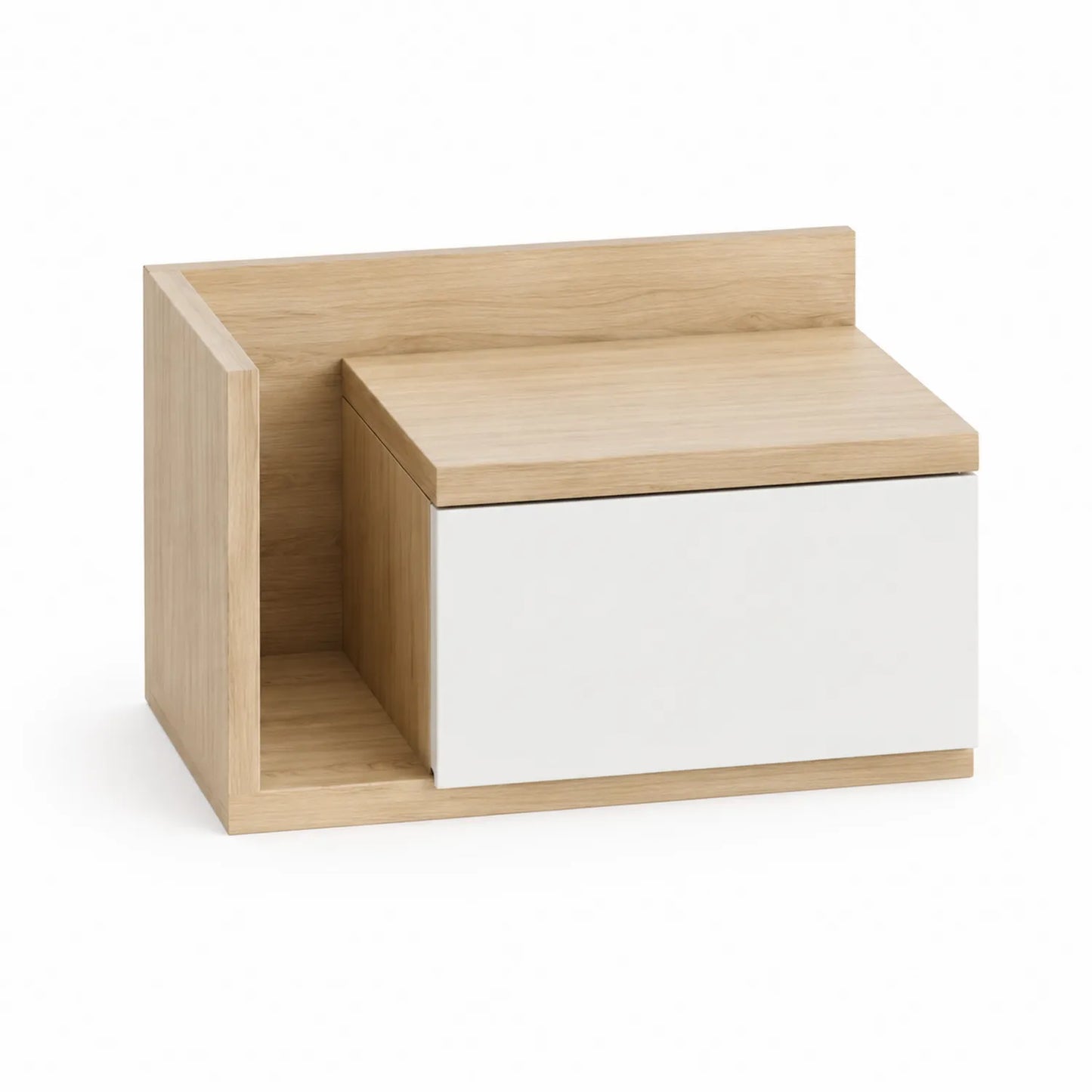 Szafka nocna z szufladą i otwartą półką 60 x 40 x 50 cm płyta wiórowa MDF jasny dąb biały