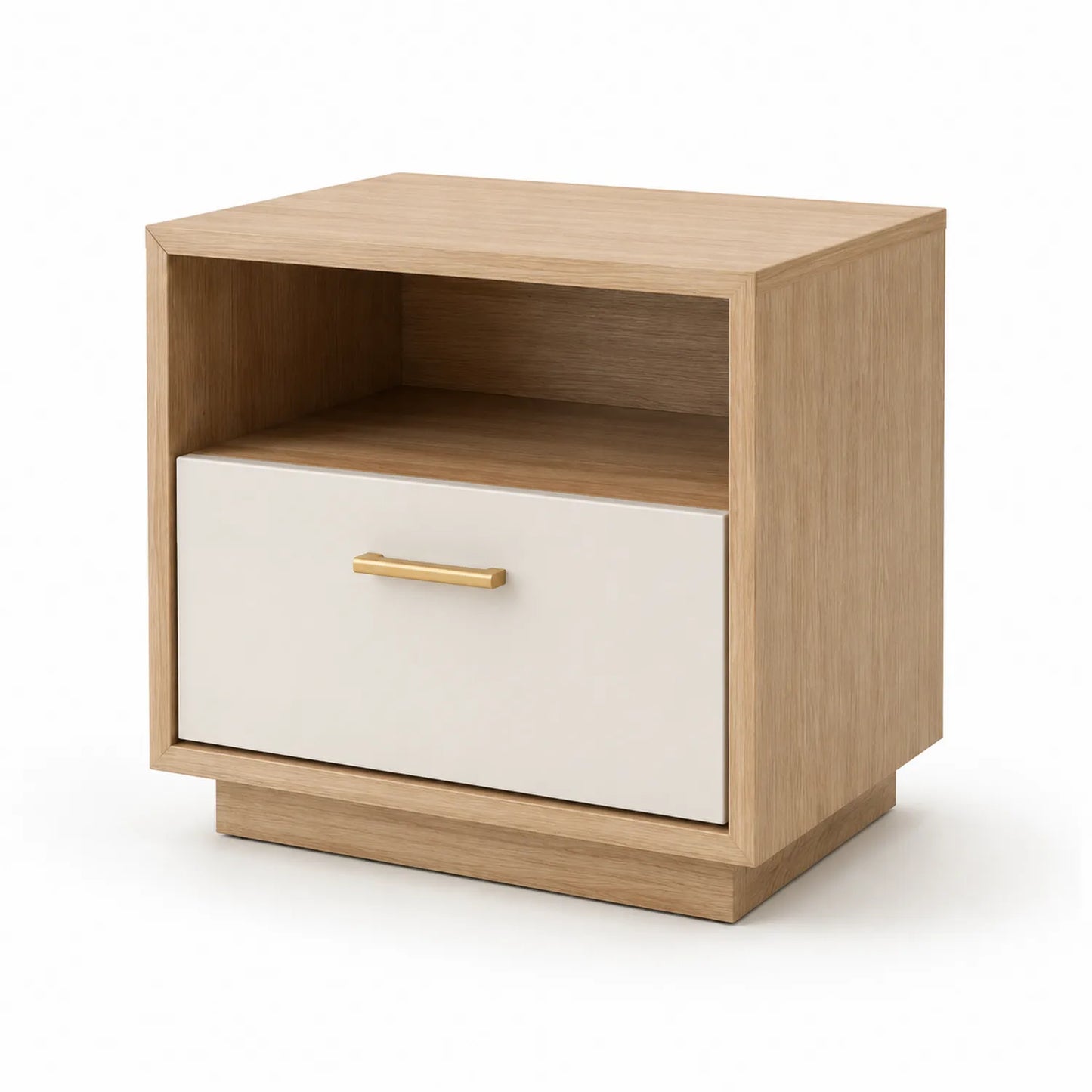 Szafka nocna 45 x 40 x 50 cm MDF płyta wiórowa dąb naturalny biały złoty uchwyt prostokątna