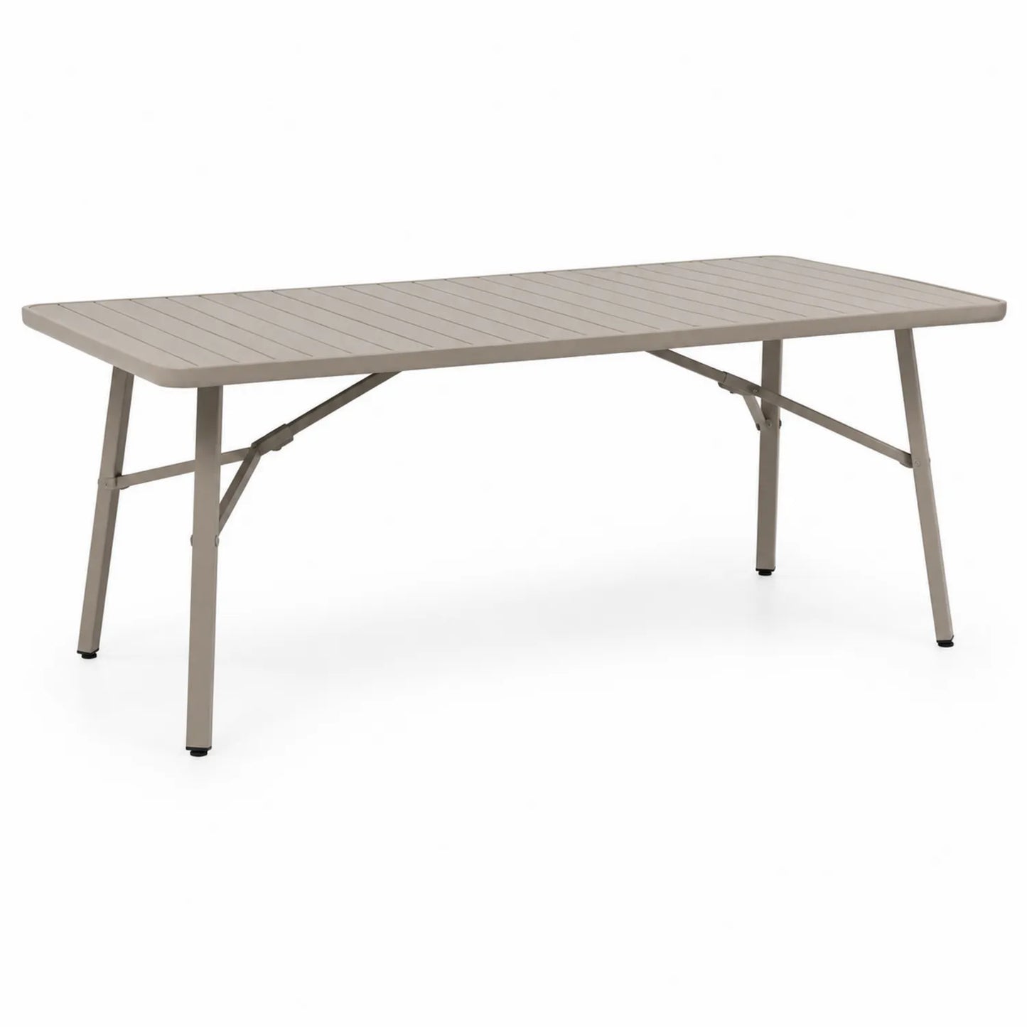 Stół ogrodowy składany prostokątny z aluminium malowanego proszkowo szarobeżowy 180 x 75 x 74 cm