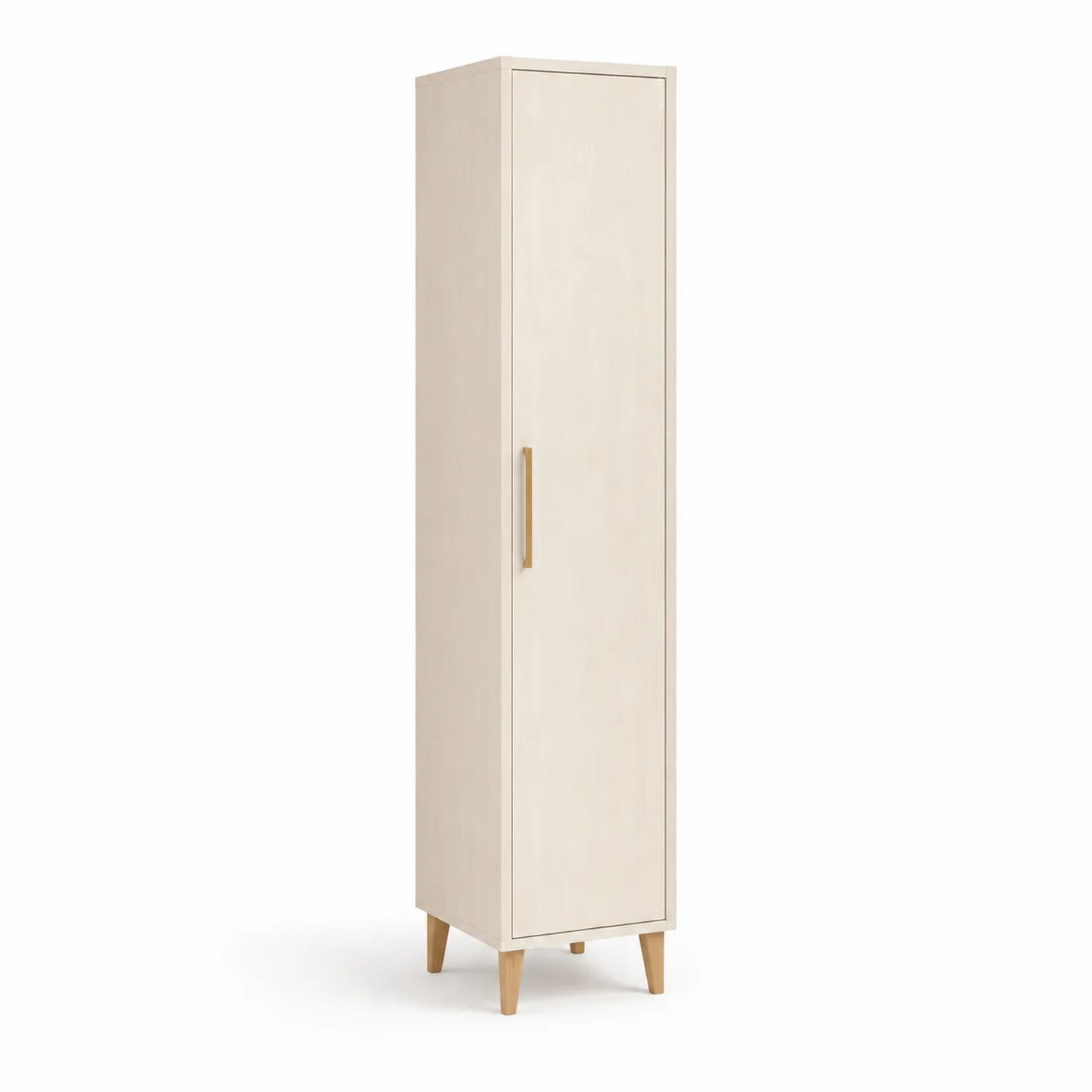Szafa jednodrzwiowa 45 x 40 x 180 cm MDF lakierowana prostokątna kremowa ze złotym uchwytem