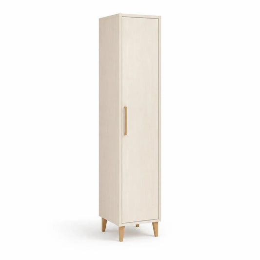 Szafa jednodrzwiowa 45 x 40 x 180 cm MDF lakierowana prostokątna kremowa ze złotym uchwytem
