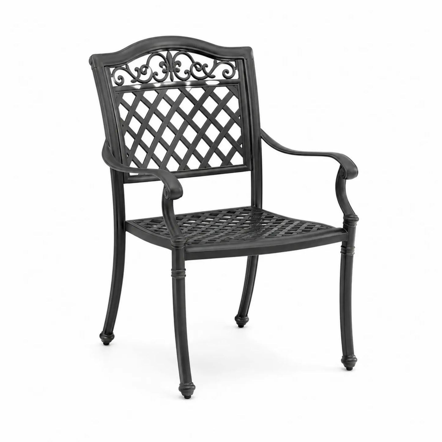 Krzesło ogrodowe z odlewu aluminium ażurowe z podłokietnikami czarne 60 cm 63 cm 93 cm
