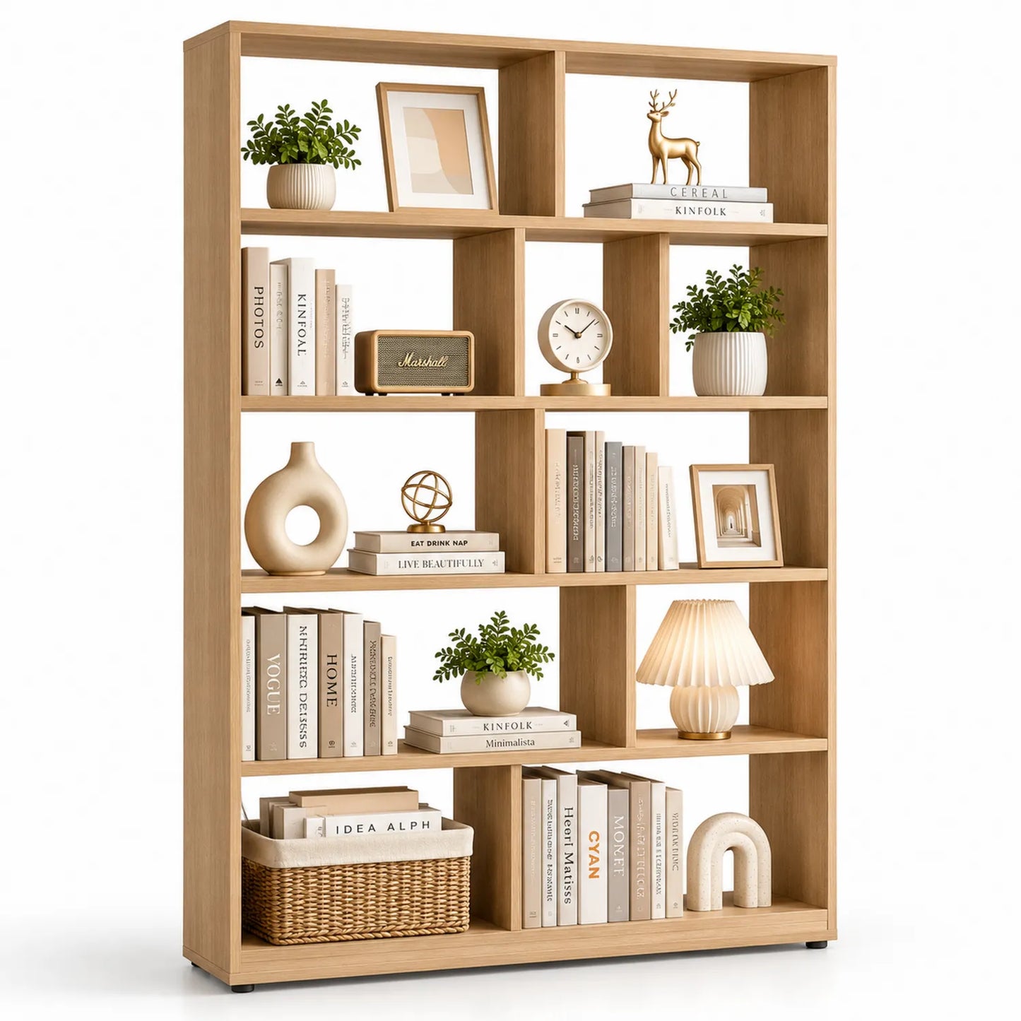 Regał na książki otwarty 120 x 30 x 180 cm płyta wiórowa laminowana prostokątny dąb naturalny czarny