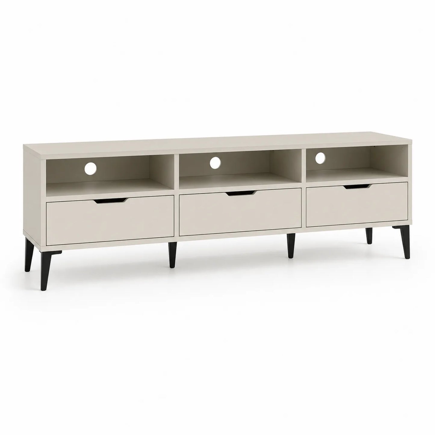 Szafka RTV 180 x 40 x 50 cm płyta wiórowa MDF beżowa z 3 szufladami i 3 otwartymi półkami