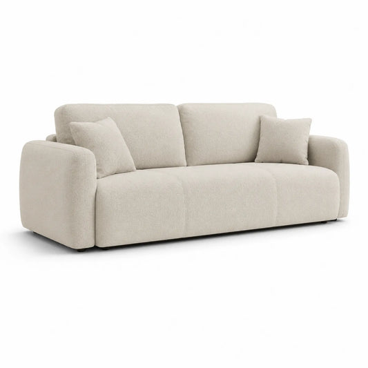 Sofa 3-osobowa 220 x 90 x 80 cm tapicerowana tkanina beżowa z poduszkami
