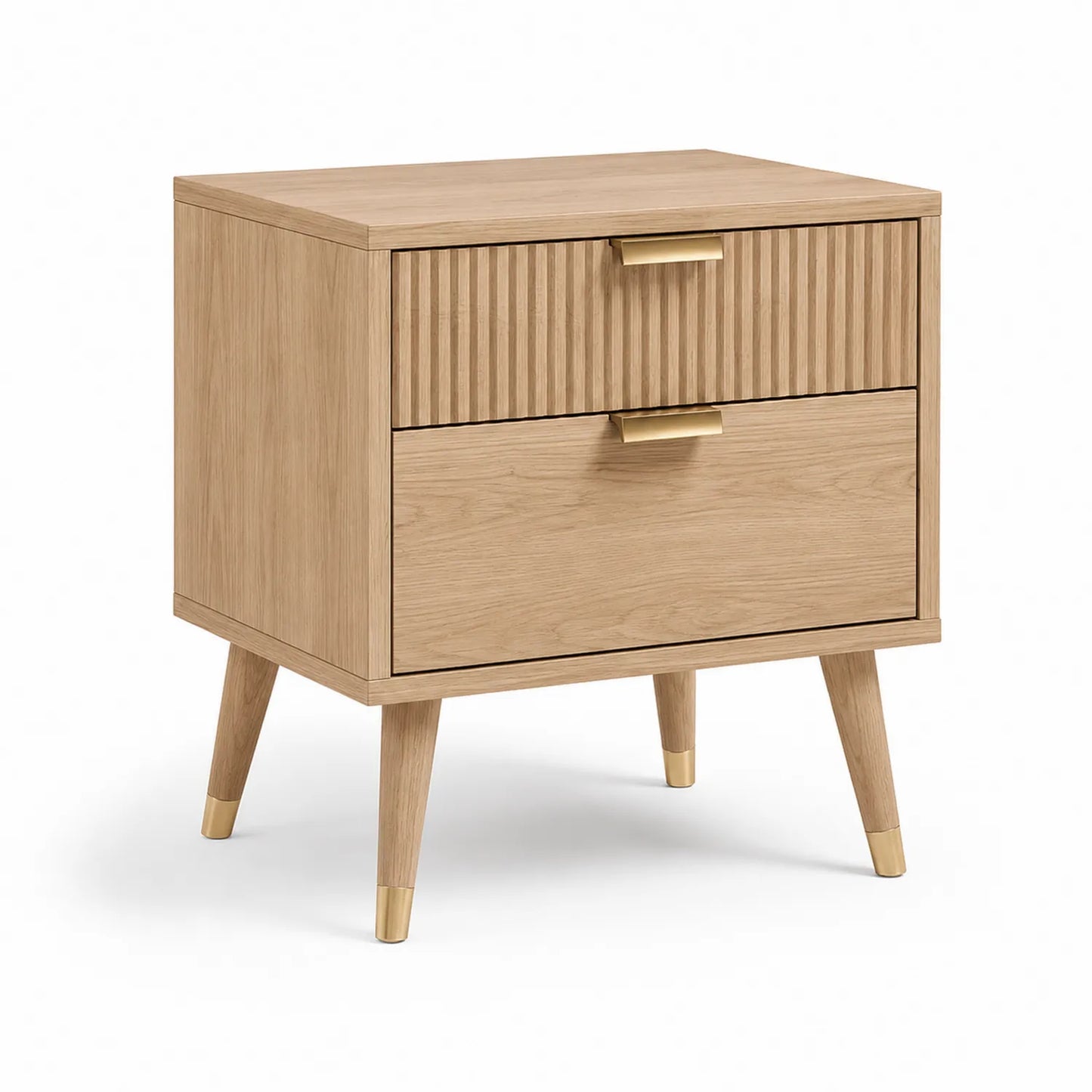 Szafka nocna z 2 szufladami 55 x 40 x 60 cm MDF fornir dębowy prostokątna jasny dąb złota