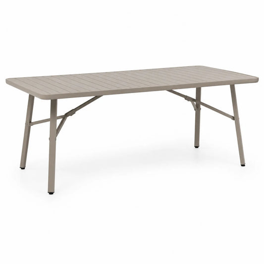 Stół ogrodowy składany prostokątny z aluminium malowanego proszkowo szarobeżowy 180 x 75 x 74 cm