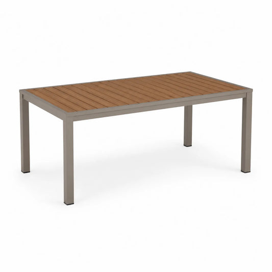 Stół ogrodowy prostokątny 150 x 90 x 74 cm drewno akacjowe aluminium brąz naturalny szarobeżowy czarny