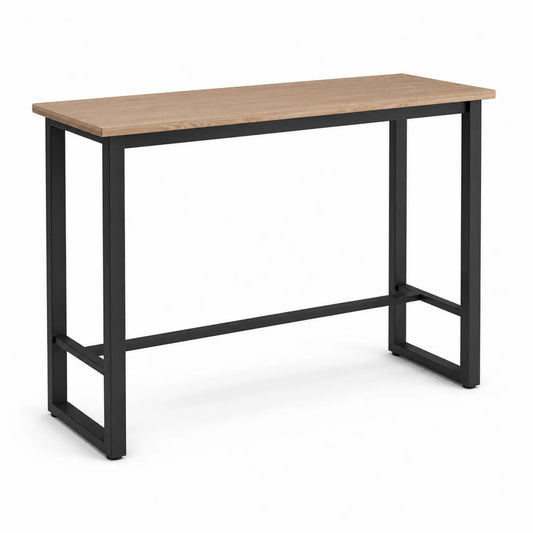 Stół barowy prostokątny 120 x 40 x 100 cm MDF dąb naturalny stal malowana proszkowo czarna rama